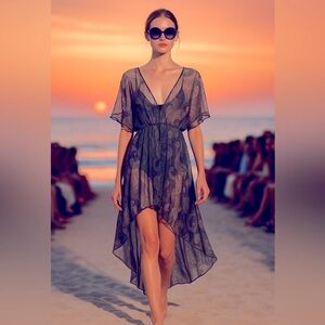 Ella Moss - Size S Sheer Paisley Midi Dress – Boho Chic, Needs Minor Repair